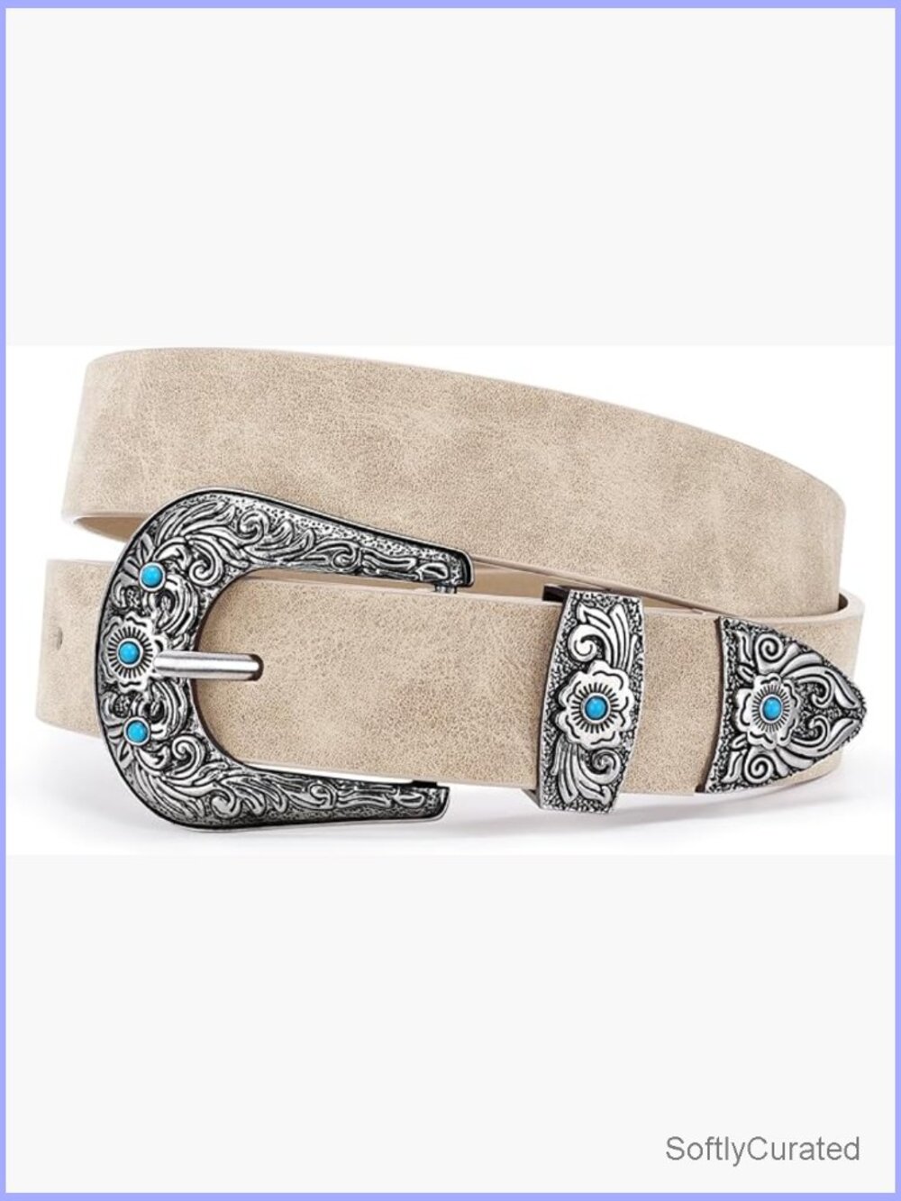 Cowgirl Suede Leather Belt With Vintage Metal Buckle